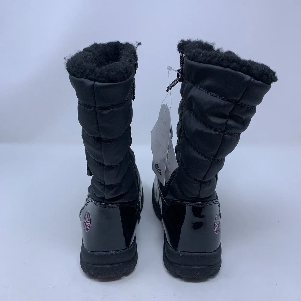Totes Girls Shoe Size 1 Black Pink Detail Dana Waterproof Snow Winter Boots NWT